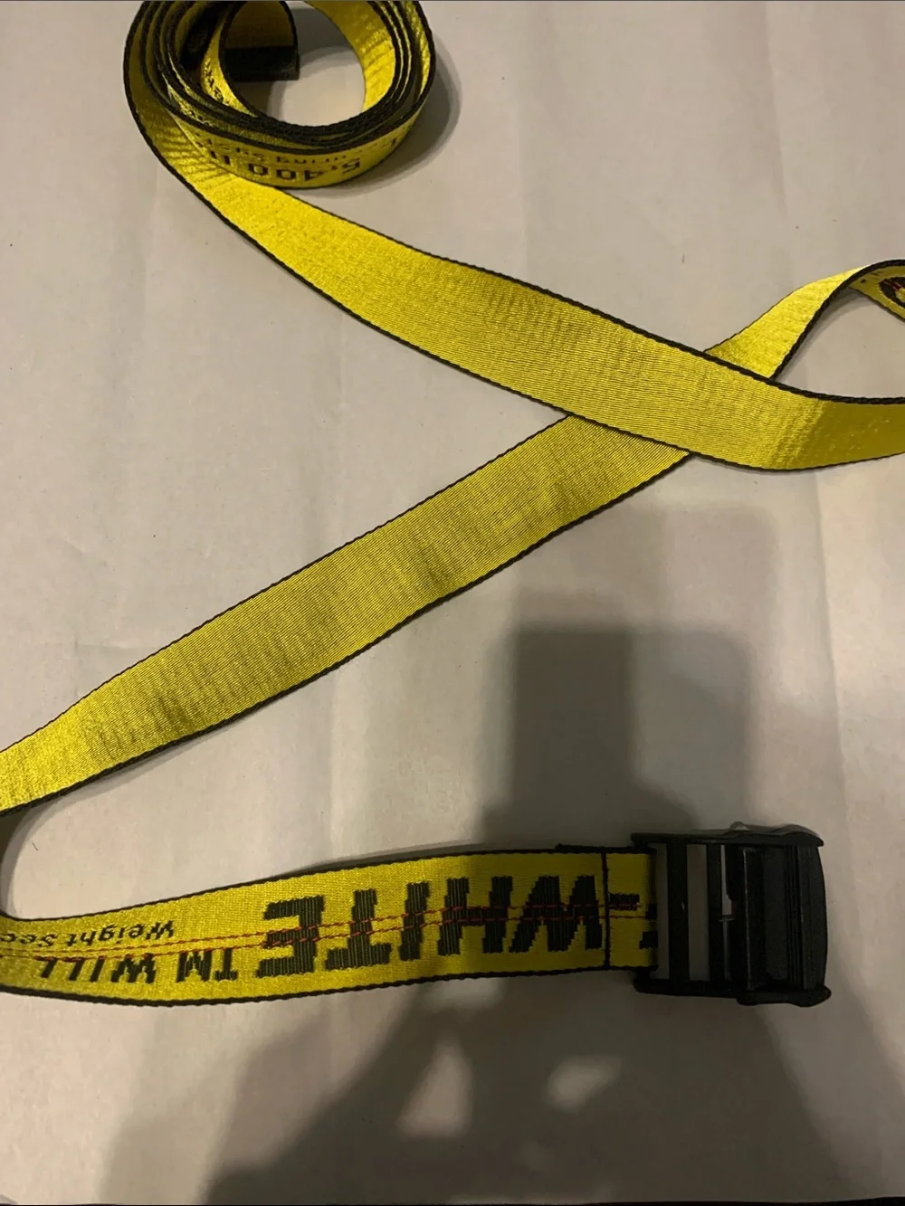 Off-White Yellow Industrial Web Belt with Black Buckle